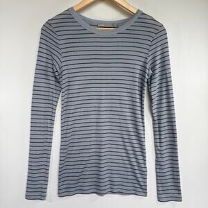 Vince Gray Black Striped Long Sleeve Crew Neck Tee Shirt Top Women's Size Small